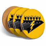 4 Set - Rock Band Electric Guitar Coasters - Kitchen Drinks Coaster Gift #12984