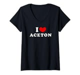 Womens I Love Aceton, I Heart Aceton V-Neck T-Shirt