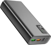 Chargeur Portable 26800mah Usb-C À Charge Rapide Avec 3 Sorties Et 2 Entrées Power Bank, Batterie Externe De Grande Capacité Pour Téléphone, Samsung, Pad, Etc. (Noir 26800mah)