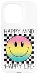 Coque pour iPhone 15 Pro Happy Mind Happy Life Retro Peace Mignon Sourire Visage