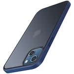 TENDLIN Compatible with iPhone 13 mini Case Translucent Matte Hard Back with Soft Silicone Bumper Comfortable Case (Blue)