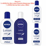 NIVEA Dry Skin Lotion Powerful Moisturiser & NIVEA Normal Skin Lotion, PACK OF 4