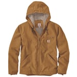 Carhartt Mens Washed Duck Sherpa Lined Jacket - Brown - Size Large