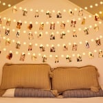 Photo Clips Fairy String Lights, 120 LED Photo Clip String Lights 12M Battery Powered Copper Wire Fairy Lights with 60 Clips and Picture Hanging Pegs for Birthday Christmas Bedroom Indoor Party