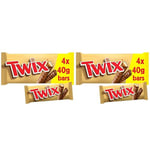 Twix Chocolate Biscuit Bars with Caramel, for Gift Bag,4 Bars of 40g (Pack of 2)