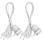 2 Pièces Support Lampe pour Ampoule E27, Douille E27 avec Interrupteur, Porte Luminaire E27 Suspension, avec Anneau Fileté e Câble d'alimentation de 1,8 m et EU Prise, pour Lampadaires Lustres (Blanc)