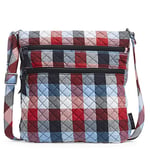 Vera Bradley Women's Triple Zip Hipster Crossbody Purse, Patriotic Plaid-Recycled Cotton, One Size