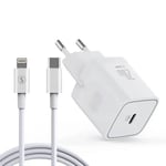 SiGN iPhone USB-C PD Hurtiglader 20W med USB-C til Lightning-kabel, 2m - Hvit