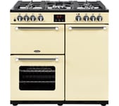 BELLING Kensington 90DFT Dual Fuel Range Cooker - Cream & Chrome, Cream