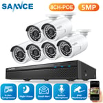 5MP Kit de vidéosurveillance poe nvr avec 6 Caméras Smart ir night vision détection humaine caméra de surveillance extérieure - Sans disque dur