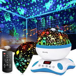 Moredig Veilleuse Bébé Musicale et Lumineuse, Veilleuse Enfant, Veilleuse Projecteur Bebe Rotative + Minuterie + Télécommande + 8 Couleurs, Veilleuse Bébé pour Cadeau Enfants, Cadeau Fille