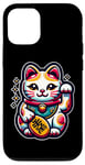 Coque pour iPhone 12/12 Pro Maneki-Neko Chat Japonais Porte Bonheur