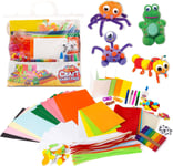 Abeec Craft Carry Pack - Kit d'art et d'artisanat pour enfants - Contient des bâtonnets de glace, des cure-pipes, des yeux mobiles, de la colle PVA, des pompons et du papier d'artisanat assorti