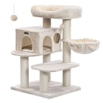 FEANDREA Cat Tree, Cat Tower XXL, Cat Condo justerbara enheter, kattleksaker, beige