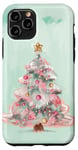 iPhone 11 Pro Aesthetic Pink Christmas Tree Watercolor Holiday Xmas Mint Case