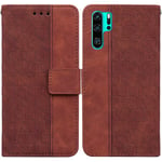 Huawei P30 Pro Case Premium Pu-nahkainen Geometrinen kohokuvioitu Flip Lompakon Kansi Jalustan ominaisuus - ruskea