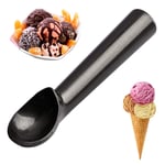 kuou Black Ice Cream Scoop, 18 cm Length Aluminum Ice Cream Scooper Non-Stick Anti-Freeze Spoon Melon Baller Scoop Kitchen Food Scoop for Fruit, Mashed Potato