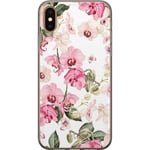 Apple iPhone X Gjennomsiktig Telefondeksel Rosa blommor