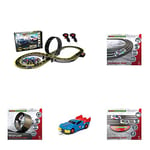 Scalextric Micro Batman vs Joker Set Battery Powered + Mains Powered Track Piece + Track Extension Pack-Straights and Curves and Loop + Justice League Superman Car, Wonder Woman Car, The Flash Car
