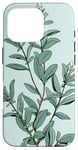 iPhone 16 Pro Leaves Botanical Plant Line Art Sage Green Wildflower Floral Case