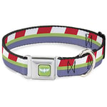 Collier pour Chien avec Boucle de Ceinture de sécurité Toy Story Buzz Lightyear Space Ranger rayé Rouge/Vert/Violet 38,1 cm de Large