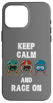 Coque pour iPhone 16 Pro Max Casques rétro vintage, Go Kart Car Racing, Keep Calm & Race On