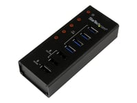 Startech.Com 7 Port Usb 3.0 Charging Hub - 4 X Usb-A, 3 X Usb-A Dedicated Charging Ports - Powered Mountable Usb Charging Station (St4300u3c3) - Hub - 4 X Superspeed Usb 3.0 - Stasjonær - For P/N: Pexusb3s3ge, Sva12m5na, Usb312sat3cb, Usb315cb2m, Us