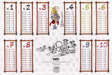 812987C - Un Sous-main Bureau en Carton 60x40 cm - Home Office ""Astérix - Idéfix'' Tables de Conjugaison et Multiplication.[S1222]