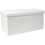 Altobuy - floki - Coffre Banc Pliable Blanc Tissu Bouclettes