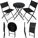 TecTake® Ensemble Table Ronde et Chaises Pliantes Table de Bistrot Bar Salon de Jardin Exterieur 2 Personnes, Structure en Acier lâqué époxy, Mobilier de Jardin Amenagement Balcon Terrasse