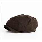 Herrar Beret Platt Kepsklassiska Utomhushattar Houndstooth Cabbie Körning Golfhatt Ny-2024  (FMY) XL 60-64CM Coffee