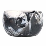 Scheepjes - Scheepjes Plastic Black and White Marbled Effect (15x9cm) Handmade Yarn Bowl for Crocheting and Knitting Craft Projects - 1 Piece