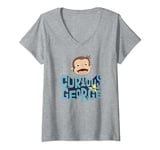 Curious George 3D Text Stack George Big Face V-Neck T-Shirt