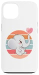 Coque pour iPhone 13 Éléphant blanc dessin animé mignon attachant animal de coeur