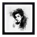 Amy Winehouse Ink Wash Framed Wall Art Print, Ready to Hang Picture for Living Room Bedroom Home Office, Black 18 x 18 Inch (45 x 45 cm)