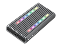 Qoltec - Förvaringslåda - SSD, SATA, RGB LED, 4TB - M.2 - M.2 NVMe Card / PCIe (NVMe) - USB-C 3.1 (Gen 2) - grå