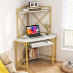 Design In - Bureau d'Angle Peu Encombrant avec Clapier - Blanc CW50464