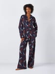 John Lewis Hummingbird Cotton Modal Blend Pyjama Set, Navy/Toffee