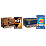 Walkers Max Paprika Crisps, 50 g, Pack of 24 & Cheese and Onion Crisps, 32.5g (Case of 32)