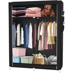 Armoire en tissu non-tissé,Placard pliable,pour chambre,Couloir,dressing-Noir