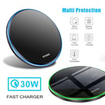 30W Fast Wireless Charger Mat Dock For Apple Airpods iPhone 16 Pro Samsung S24+