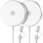 NewQ certifié Qi2, Chargeur sans Fil Compatible avec Mag-Safe, 15W Chargeur à Induction Rapide avec Un câble de 1,5 m, pour iPhone 15/15 Plus/15 Pro/15 Pro Max/14/13/12, AirPods 3/2/Pro (2 Pack)