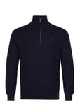 Polo Ralph Lauren Mesh-Knit Cotton Quarter-Zip Sweater Marinblå