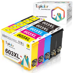 Topkolor 603XL Ink Cartridges Replacement for Epson 603 XL Ink Cartridges for Epson Expression Home XP3100 XP2100 XP4100 WorkForce WF2830 WF-2835 Printer (5Pack)