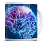 Electric Blue Brain- Drinks Mug Cup Kitchen Birthday Office Fun Gift #13250