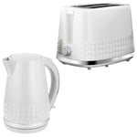 Tower Solitaire Kettle & 2 Slice Toaster Kitchen Set (White)