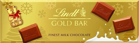 Lindt Christmas Gold Bar Milk Chocolate Bear 300g Gifts Treat