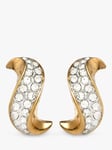 Eclectica Pre-Loved Attwood & Sawyer 22ct Gold Plated Swarovski Crystal Swirl Clip-On Earrings, Dated Circa 1980s