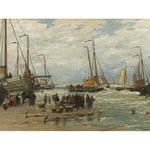 Artery8 Mesdag Fishing Pinks In Breaking Waves Painting Premium Wall Art Canvas Print 18X24 Inch