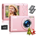 Digital Camera 4K 64MP with 32GB Card, Point and Shoot Digital Camera with 18X Digital Zoom, 2 Batteries, Compact Small Camera for Teens Kids